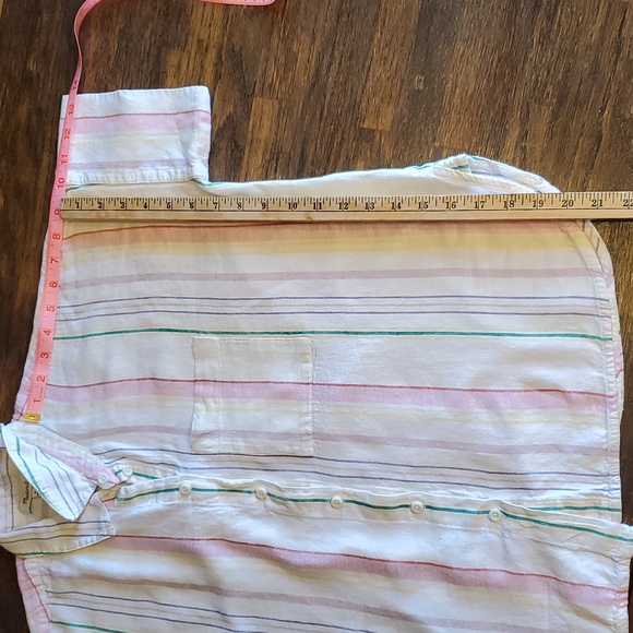 Madewell Linen Blend Daily Shirt - Rainbow Stripe - Size Medium - Picture 8 of 10
